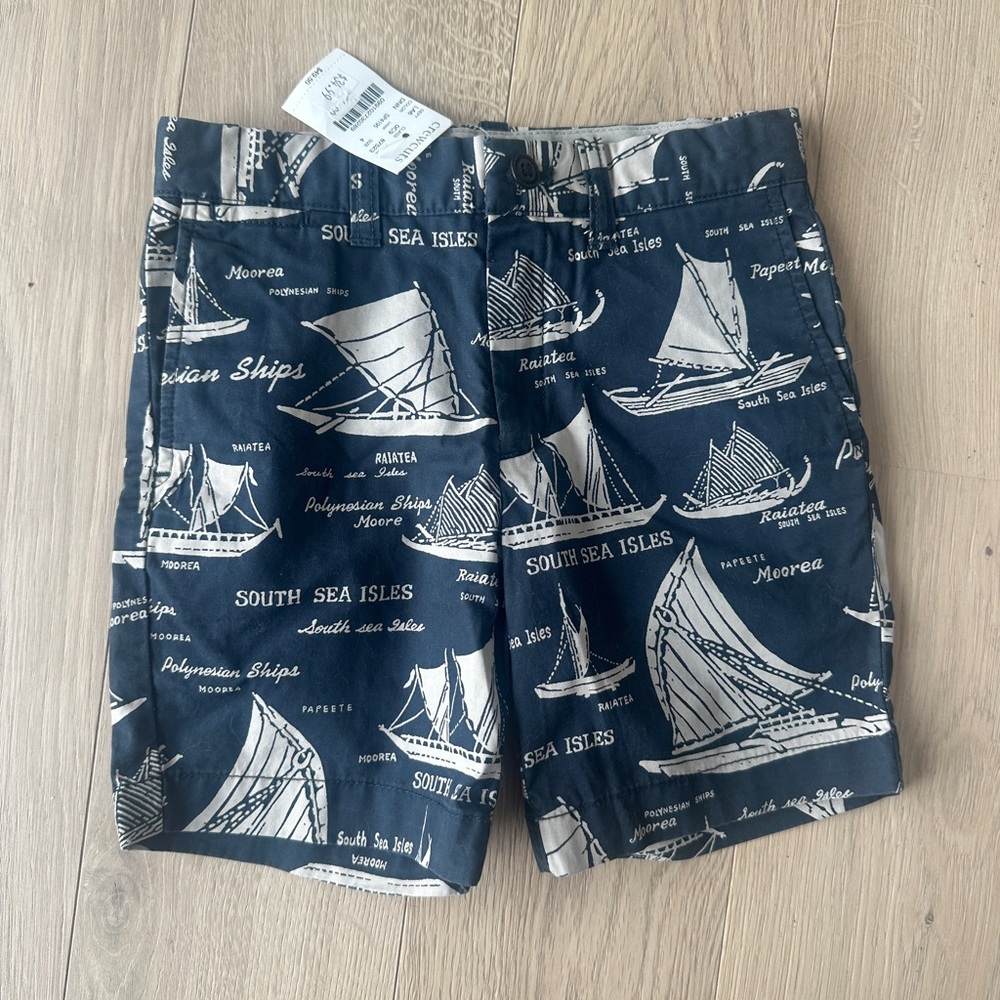 J. Crew Crewcuts Nautical Print Kids Shorts - Navy and Beige